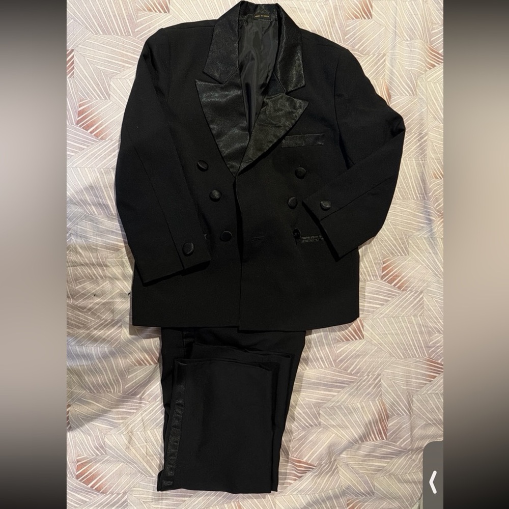 Classic Black Double-Breasted Tuxedo Blazer and Trousers